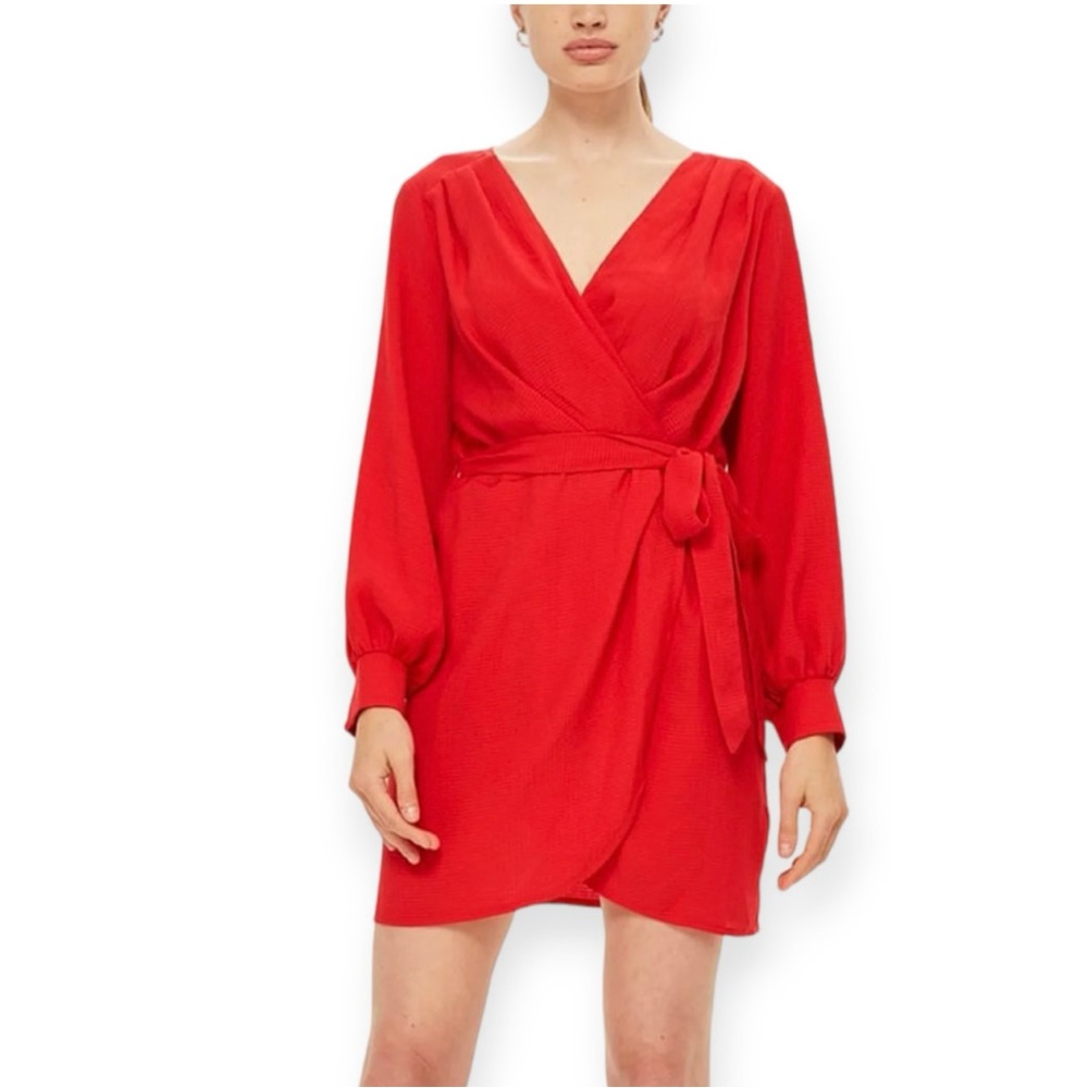 Topshop Bubble Satin Wrap Dress